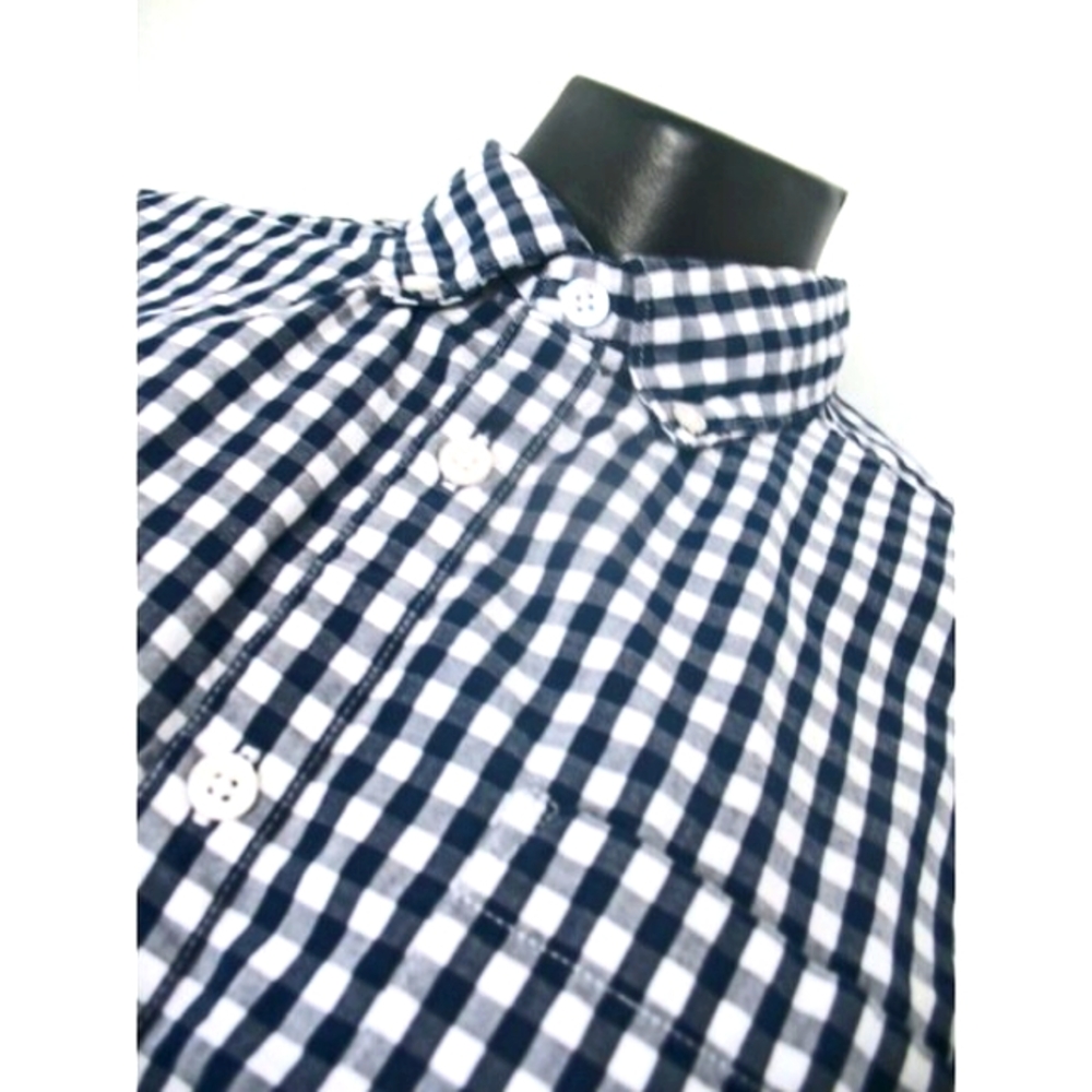 A&I GINGHAM PLAID MENS SHIRT REGULAR FIT BLACK WHITE SIZE M